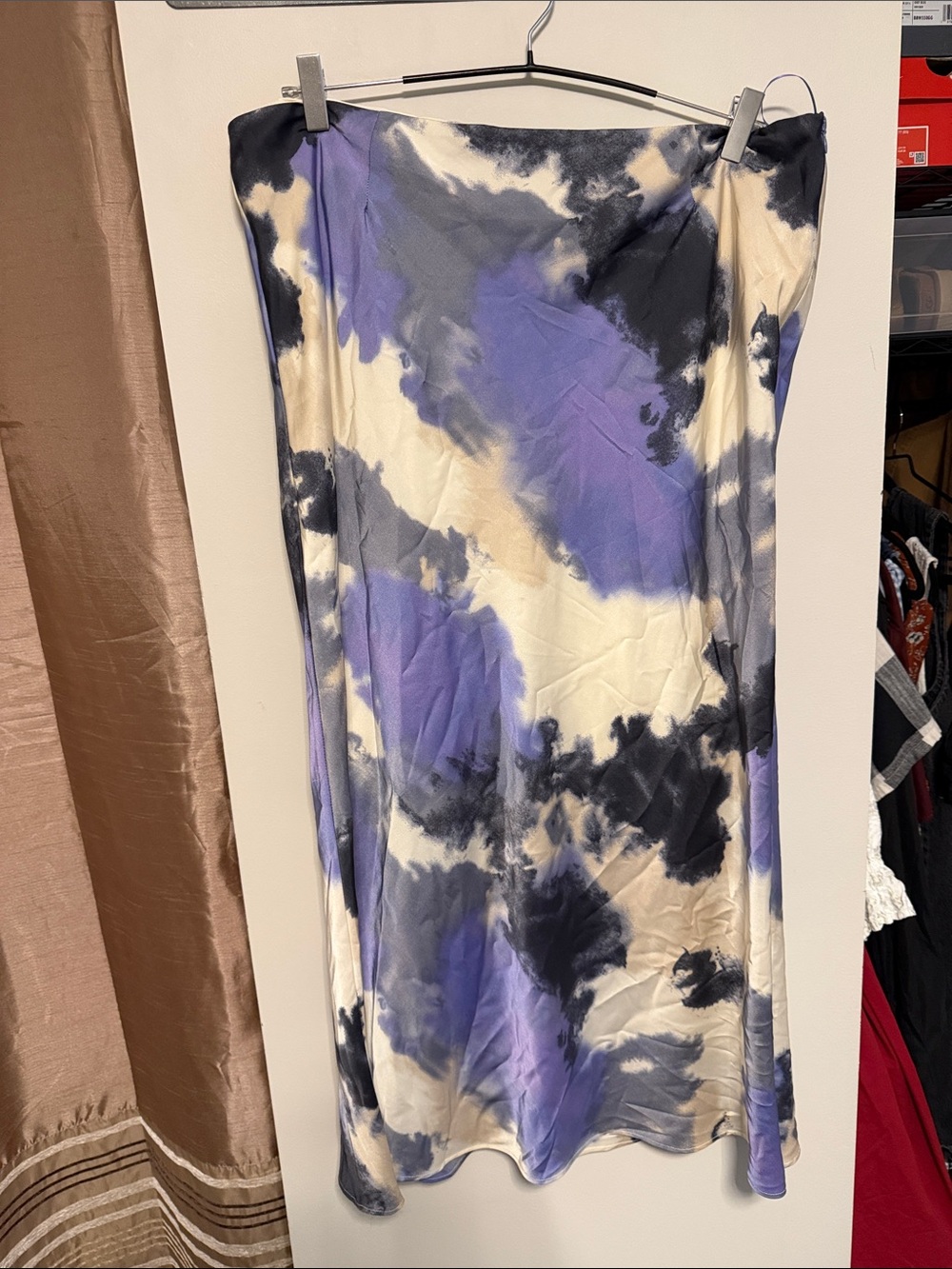 Tie-Dye Maxi Skirt in Purple, Cream & Black